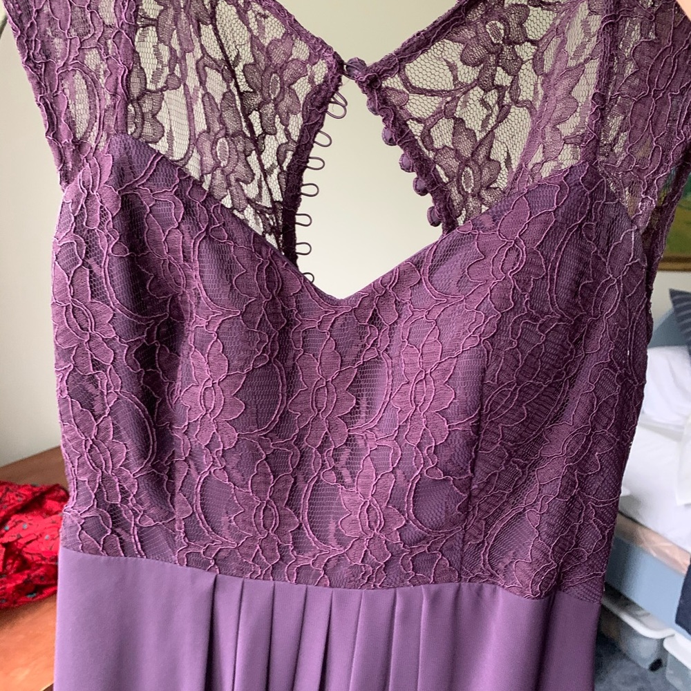 Bill Levkoff Plum Lace Bridesmaid Dress